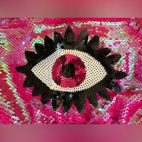 RAVE WONDERLAND Pink Sequin Eye Design Bikini Bottom L/XL - Picture 8 of 8